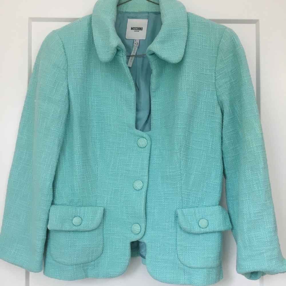 Vintage Moschino Jeans aqua mint short blazer